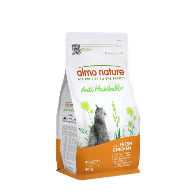 Almo Nature Anti-Hairball Trockenfutter 400g frisches Huhn